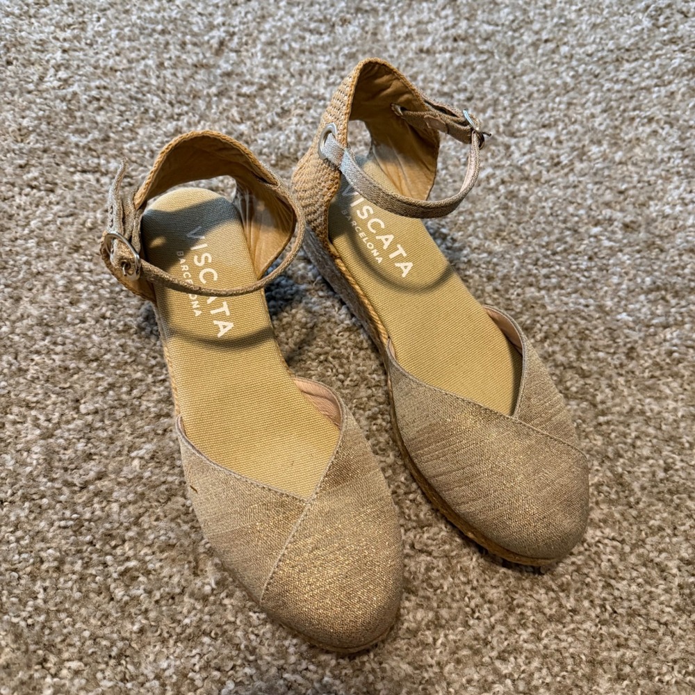 Viscata Pubol Canvas Espadrille Wedges 39 resort vacation coastal boho Barcelona